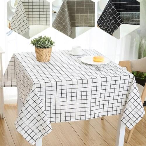 Sale：Black and White Plaid Yarn Dyed Linen Cotton Pastoral Tablecloth Picnic BBQ Home Kitchen Decor Table Cover Toalha De Mesa