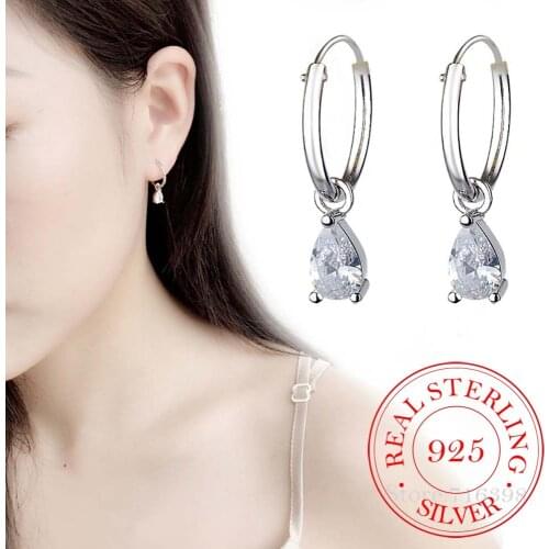 925 Sterling Silver Crystal Charm Stud Earrings For Women Wedding Jewelry Prevent Allergy boucle d'oreille pendientes