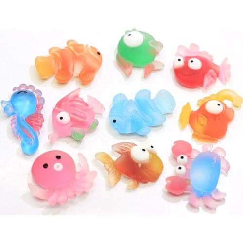 Cute Mix Designs Ocean Animal Resin Decoration Flatback Cabochon Scrapbook Hair Clips DIY Embellishments Accessories