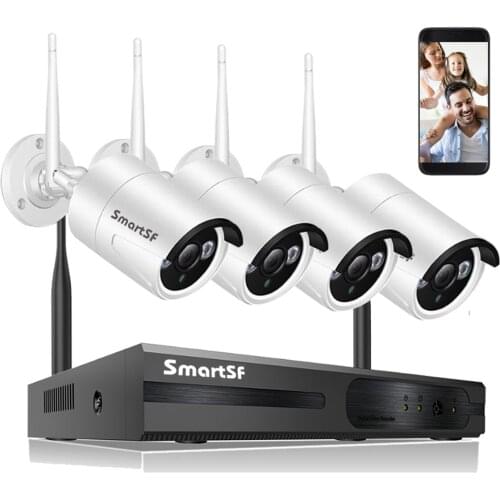 SmartSF 8CH Wireless CCTV System 1080P NVR 2MP IR-CUT Outdoor Video Recorder Camera IP Security System Video Surveillance Kit