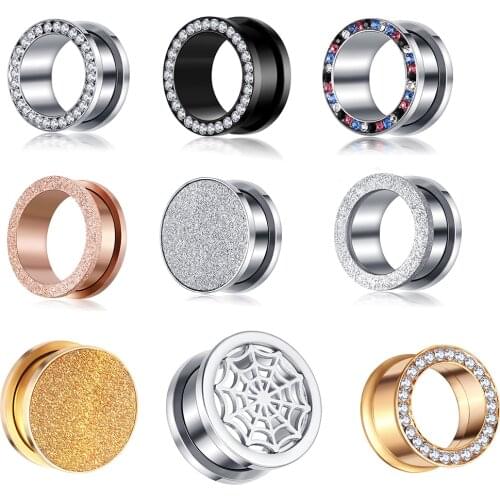 JUNLOWPY 2pcs Ear Plugs Tunnels Screw 2g 0g 00g Earrings Gauges Kits Piercings Body Stretchers Taper kit Plugs For Women 5-20mm