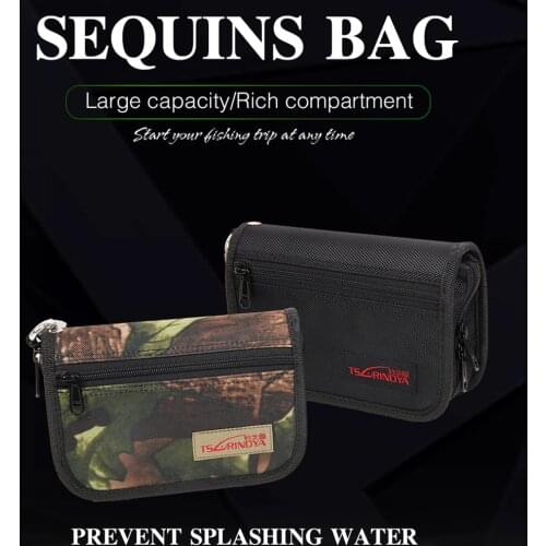 TSURINOYA Portable Spinner Spoon Fishing Lure Bag 18.5*12.5*5.2cm Large Capacity Carp Fishing Bag With YKK Zipper Storage Pouch