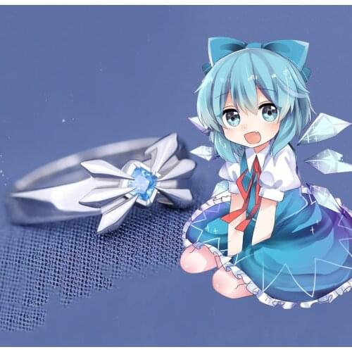Japan Anime Touhou Project Cirno Cosplay Jewelry S925 Sterling Silver Adjustable Ring Men Women Couple Birthday Gift COS Props