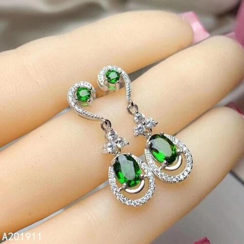 KJJEAXCMY fine jewelry natural diopside 925 sterling silver women earrings new Ear Studs support test popular