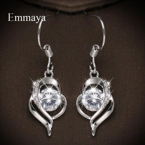 Emmaya Fashion Heart Shape Noble Earring For Female Cute Cubic Zircon Jewelry Double Layers Distinction Design Elegant Ornament