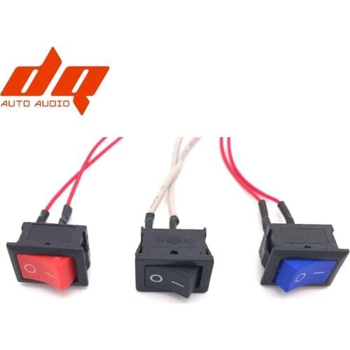 10pcs Black Red Blue Rocker Switch 20 Amp DC, Round Light 12 V Volt Kit Car 2Pin Switch Cable Wire