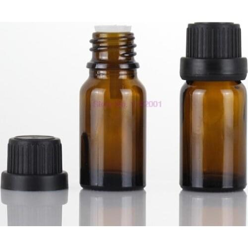 200pcs/lot 15ml Refillable Amber Glass Euro Dropper Bottle with orifice reducer tamper evident cap for essential oil