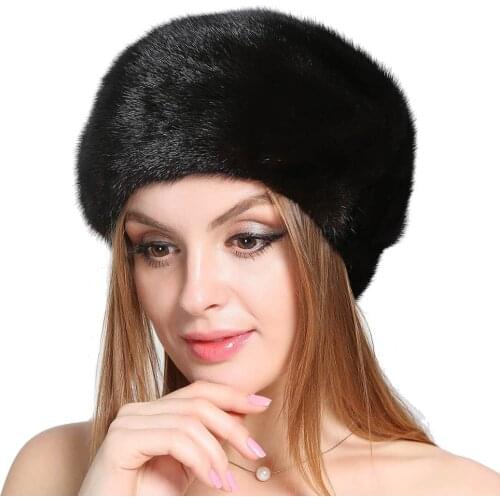2019 Yiwu New Fashion 2 Colors Whole Watermelon Cap Mink Fur Knitted Hat Mink Fur Winter Hat Winter Head Warmer Hat