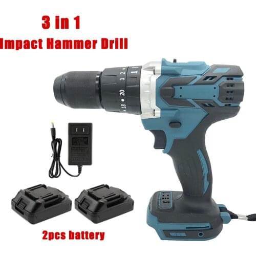 3 in 1 Brushless Cordless Electric Impact Hammer Drill Body 20+3 Torque Impact Drill Electric Screwdriver For 18V Makita Battery