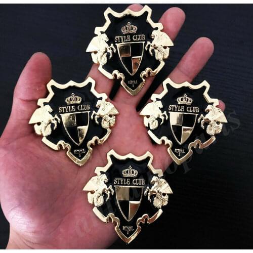 4pcs Metal Golden Royal Style Club Shield Car Trunk Emblem Badge Decal Sticker