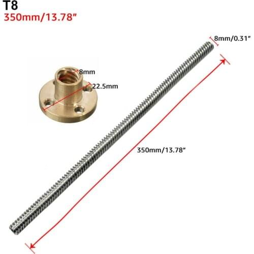 T8 8mm Stainless Steel Trapezoidal Lead Screw Rod With Brass Nut For 3D Printer Stainless Steel Screw High Quality Brass Nut