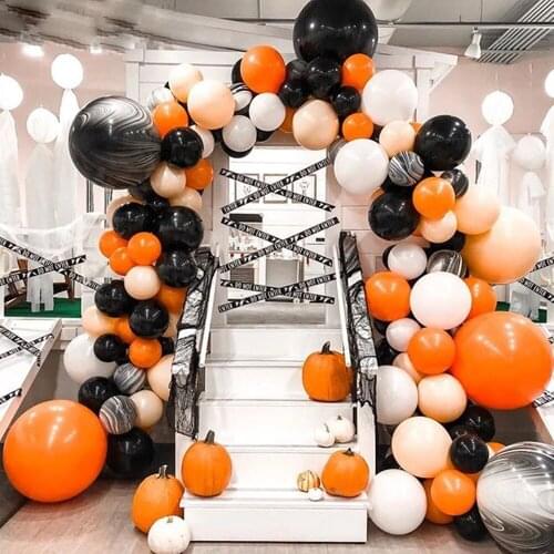 98Pcs Halloween Balloons Garland Kit Decor DIY Balloon Arch Kit Black Orange Latex Balloons for Halloween Party Home Decoration