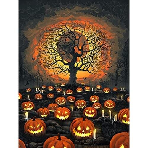 Halloween "PumpkinTree" 5D DIY Diamond Painted full diamond embroidery cross stitch Rhinestone hanging mural decoration