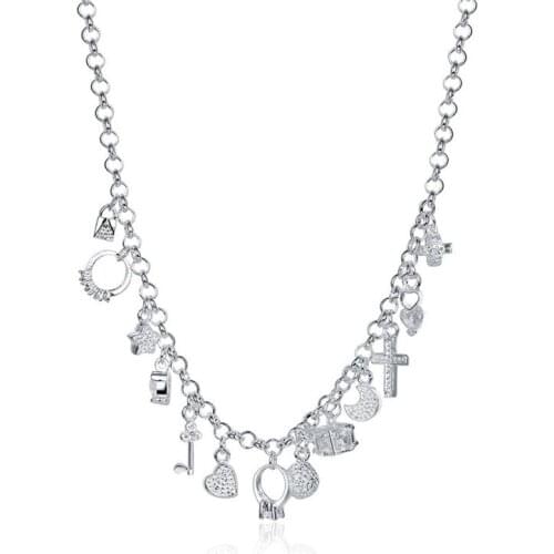 Babyllnt 925 Silver Heart Ball Cross Ring Star Pendant Necklace For Women Wedding Engagement Popular Jewelry Gift