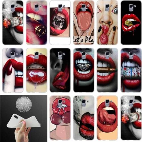 Phone case Cover bullet in lips photography FOR Coque Samsung Galaxy J6 J4 J8 J7 2018 Plus J3 J5 J7 Prime Pro 2017 2016 Casse
