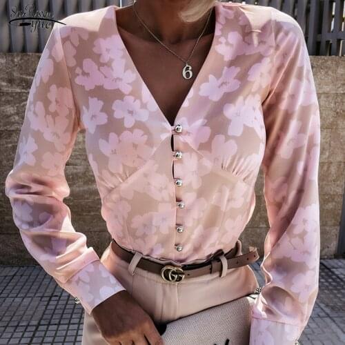 Spring Autumn Commuter Pleated V-neck Lady shirt Long Sleeve Detail Exquisite Explosion Ladies Blouse blusas mujer de moda 15491