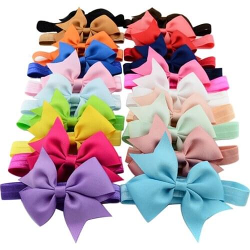 10x Baby Toddler Girl Grosgrain Ribbon Bow Elastic Headband Hairband Accessories