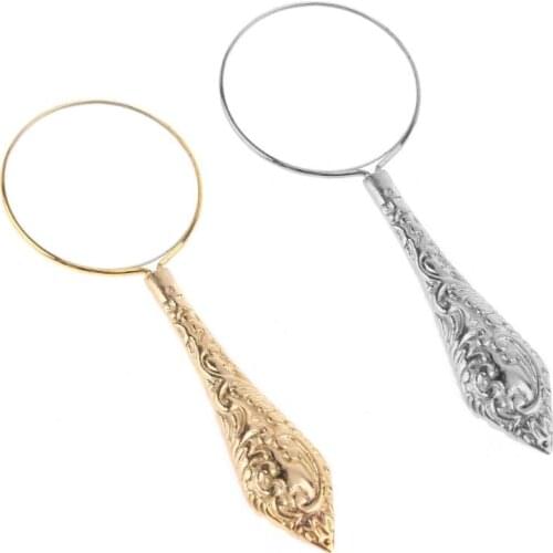 European Delicate Pattern Handle Retro Glass Lens High-Grade Embossed Handle Reading Magnifying Glass