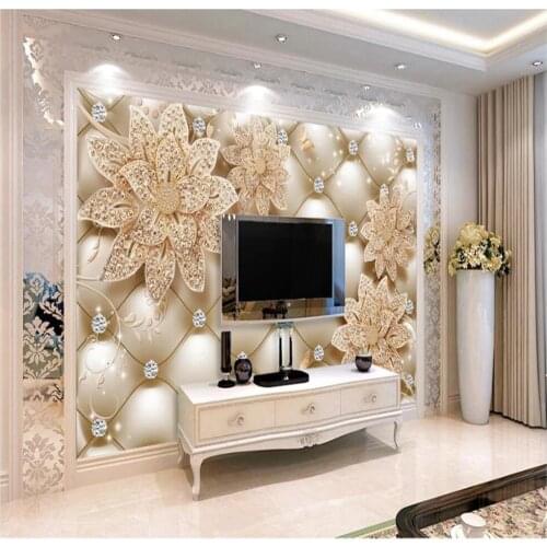 Wallpaper for walls 3 d for living room Diamond soft bag diamond flower jewelry wallpapers background wall