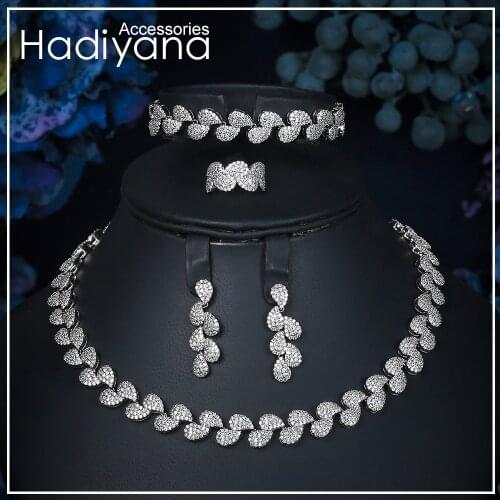Hadiyana Luxury AAA Zircon Branch Design Jewelry Sets For Fashion Women Wedding Jewelry Accessories Set With Factory Price CN324