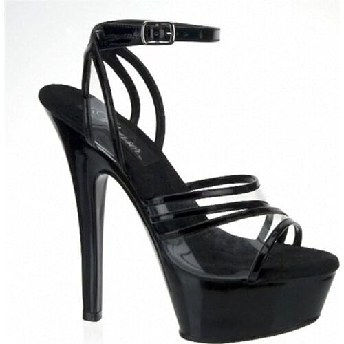 Classic Gladiator Style Platforms Women Open Toe 15cm High Heel Shoes cut-outs clear sandals Exotic Dancer shoes