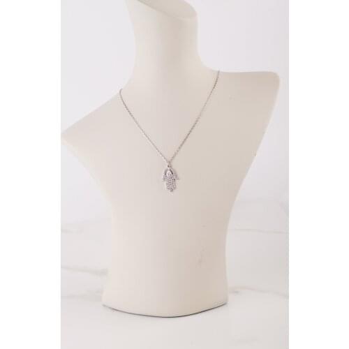 UM US JEWELRY Rhodium Plated Hand Pattern 925 Sterling Silver Necklace