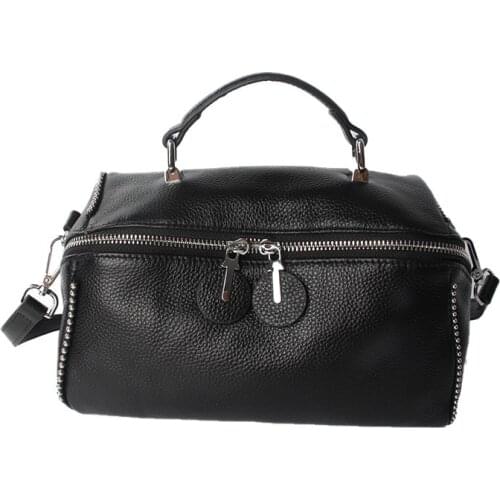 Leather bag top layer cowhide womens bag 2020 new pillow bag Single Shoulder Messenger Bag Boston Bag
