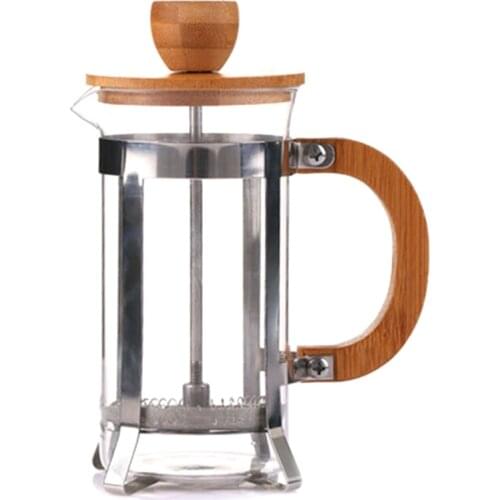 Best Eco-Friendly Bamboo Cover Coffee Plunger Tea Maker Percolator Filter Press Coffee Kettle Pot Glass Teapot
