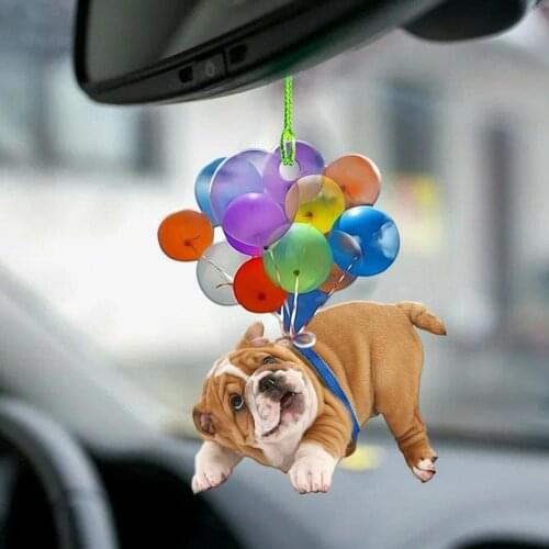 Cute Dog Car Hanging Ornament Colorful Ballons Hanging Ornament Car Interior Decoration Cartoon Rearview Mirror Pendant