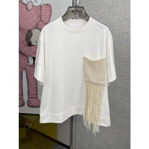 Fashion 2021 New Ladies Short Sleeve Casual Woven Loose T-shirt 0311