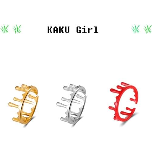 Halloween Fashion Funny Scary Decoration Personality Cutting Fake Bloodstain Geometry Opening Ring for Women Jewelry