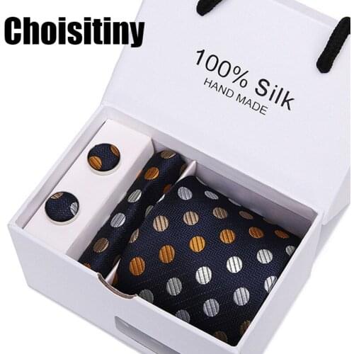 Mens Accessories 2018 Classic 7.5cm Mens Skinny Silk Ties Hankerchief Neck Tie Set Ties for Men Best Gift Tie Sets