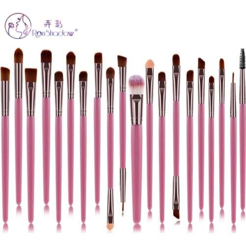 20Pcs Makeup Brushes Set Pink Coffee Wooden Handle For Eye Shadow Powder Eyeliner Eyelash Eyebrow Make Up Brush Beauty Tool
