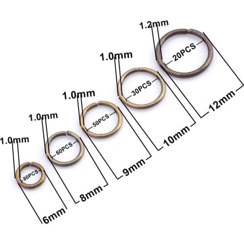 OlingArt 240pcs/lot Dia 1.0MM Plating bronze Jump Ring 6mm/8mm/9mm/10mm/12mm link loop Mixed size DIY Jewelry making Connector