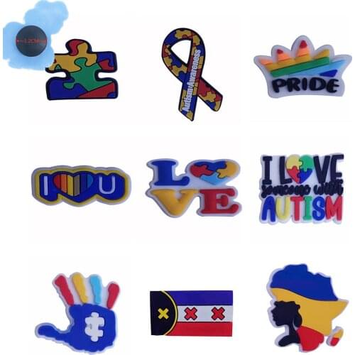 50pcs Wholesale PVC Colorful Puzzle Children Shoes Accessories Garden Shoe Decorations Fit Croc Jibz Charm DIY Bracelet