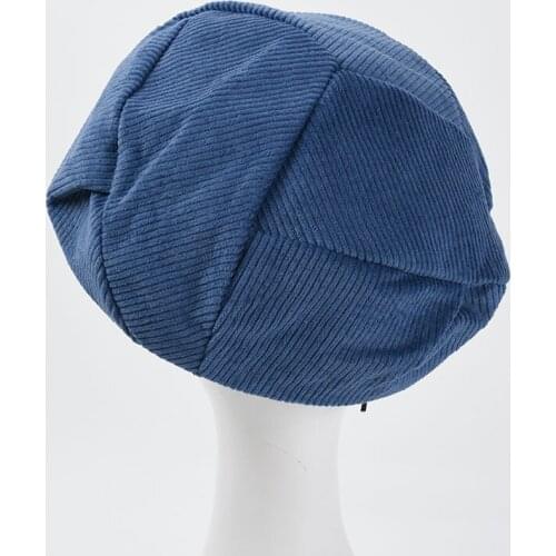 Spring Autumn Stitching Color Hats For Women Big Size Plain Corduroy Beret Women Vintage Painter Flat Cap Warm Cap Outdoor Hat