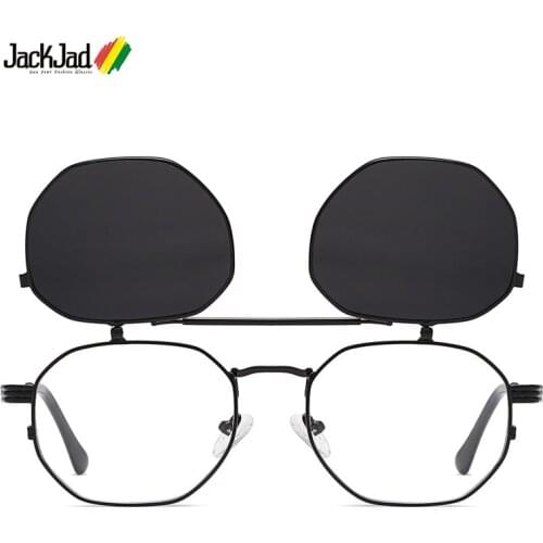 JackJad Vintage SteamPunk Style Tint Ocean Lens Metal Sunglasses Flip Up Clamshell Brand Design Sun Glasses Oculos De Sol 8080