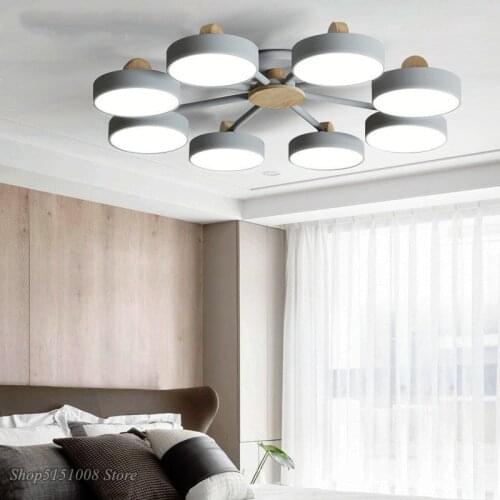 Modern Iron Round Ceiling Lights Nordic Simple Living Room Ceiling Lamps Wooden bracket LED for Indoor Home Decor Light Fixtures