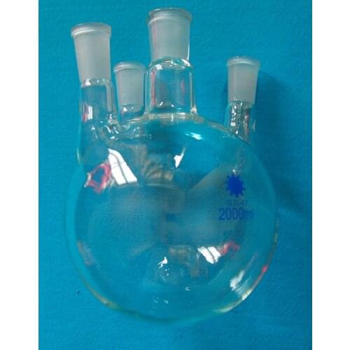 Four necks,2000ml,24/40,Round bottom Glass flask,2L,Boiling Flask,4-neck