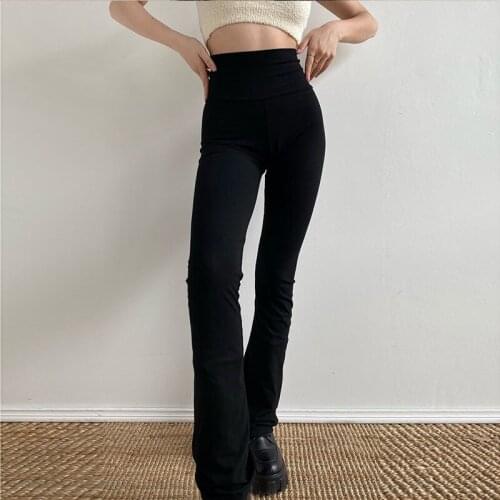 TVVOVVIN Spring Black Elastic Waist Casual All-match Trousers Female Korean Simple Yoga Sports Stretch Pants Women DYLL