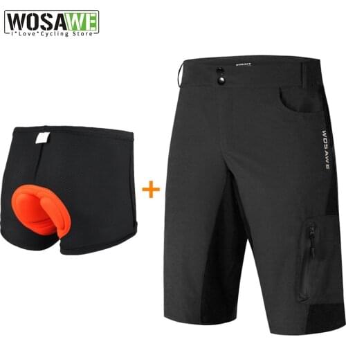 WOSAWE Cycling Shorts Men Outdoor Sports MTB Mountain Bike Shorts Loose Fit Quick-dry Downhill Underwear Motocross Padded Shorts