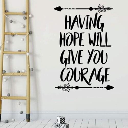 Art Lettering Wall Decal Hope Will Give You Courage Quotes Vinyl Window Stickers Kids Bedroom Nursery Home Decor Wallpaper Q706