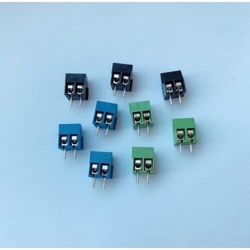 100pcs kf-350 3.5mm pitch screw terminal connector 2p straight leg KF 350 copper green blue black PCB terminal