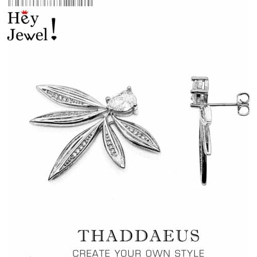 Ear Studs Tendril Look Leaves,Europe Jewerly For Women,2020 Summer Brand Earrings Nature Vintage Gift In 925 Sterling Silver