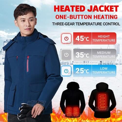 Winter Heated Jacket Mens Heated Vest USB Thermal Warm Coat Thermal Windbreaker Jacket Windproof Hiking Tourism Clothing Female
