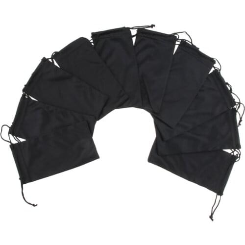 10Pcs Black Soft Microfiber Drawstring Pouch Glasses Storage Bag Case Holder