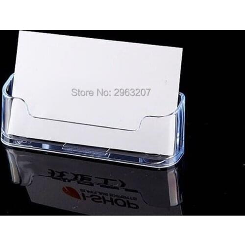 100pcs Clear Business Card Holder Acrylic Plastic Display Stand Rack Desktop Home Office Storage Supplies