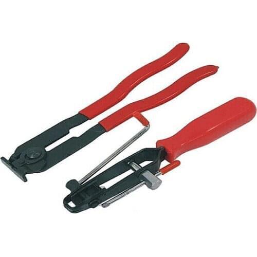 2pcs/set CV Joint Clamp Banding Install Tool Ear Type Boot Clamp Pliers Metal Hand Tool Red+Black CV Boot Clamp Pliers