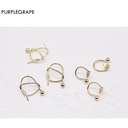 Color-protected copper twisted earrings DIY earrings jewelry fashion fine temperament irregular female models 2pcs