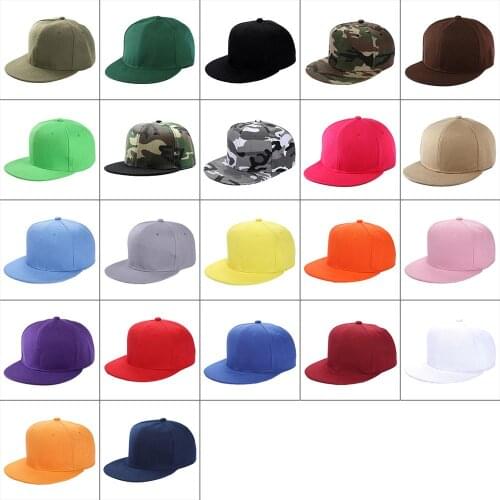 22 Styles Women Men Summer Hip Hop Style Baseball Cap Flat Bill Brim Blank Solid Color Adjustable Size Classic Snapback